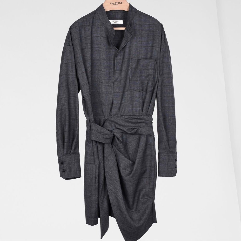 Isabel Marant Nolla Grey Knotted dress virgin wool - Picture 5 of 16